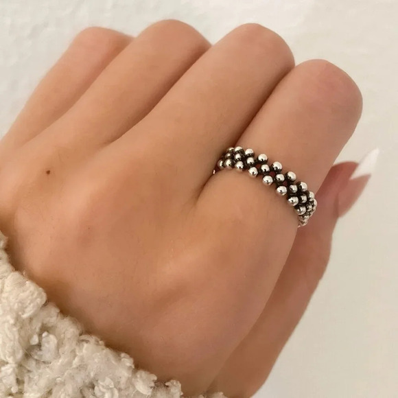 Jewelry - 925 Sterling Silver Bead Ring Dainty Ring Band Thin Ring Stackable Ring Band